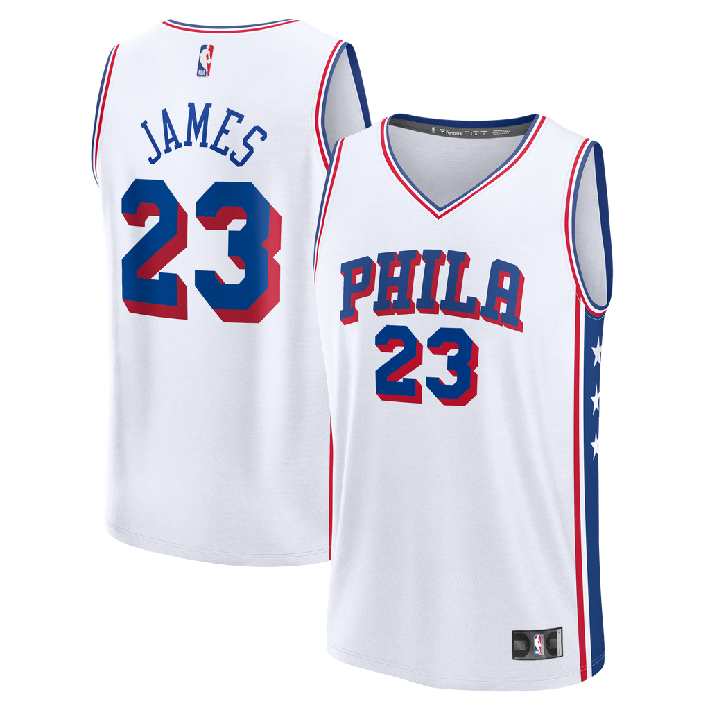 Youth Philadelphia 76ers LeBron James Fanatics White Fast Break Jersey - Association Edition