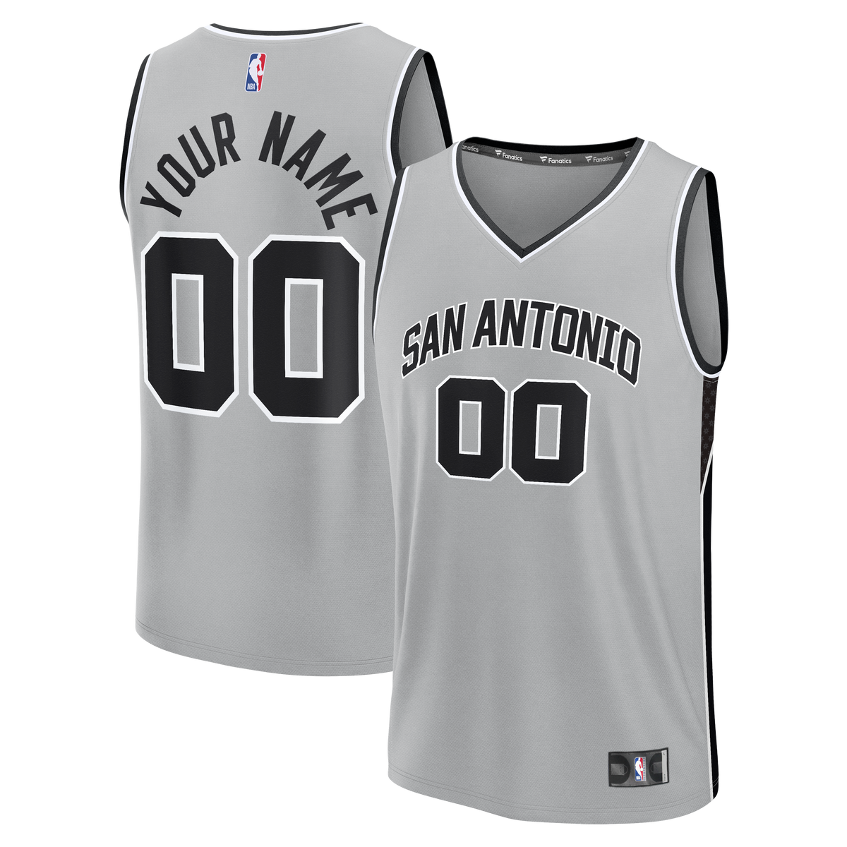 Youth San Antonio Spurs Fanatics Silver Fast Break Custom Jersey - Statement Edition