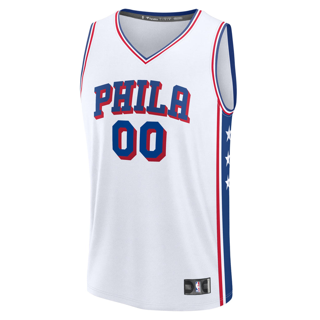 Youth Philadelphia 76ers Fanatics White Fast Break Custom Replica Jersey - Association Edition