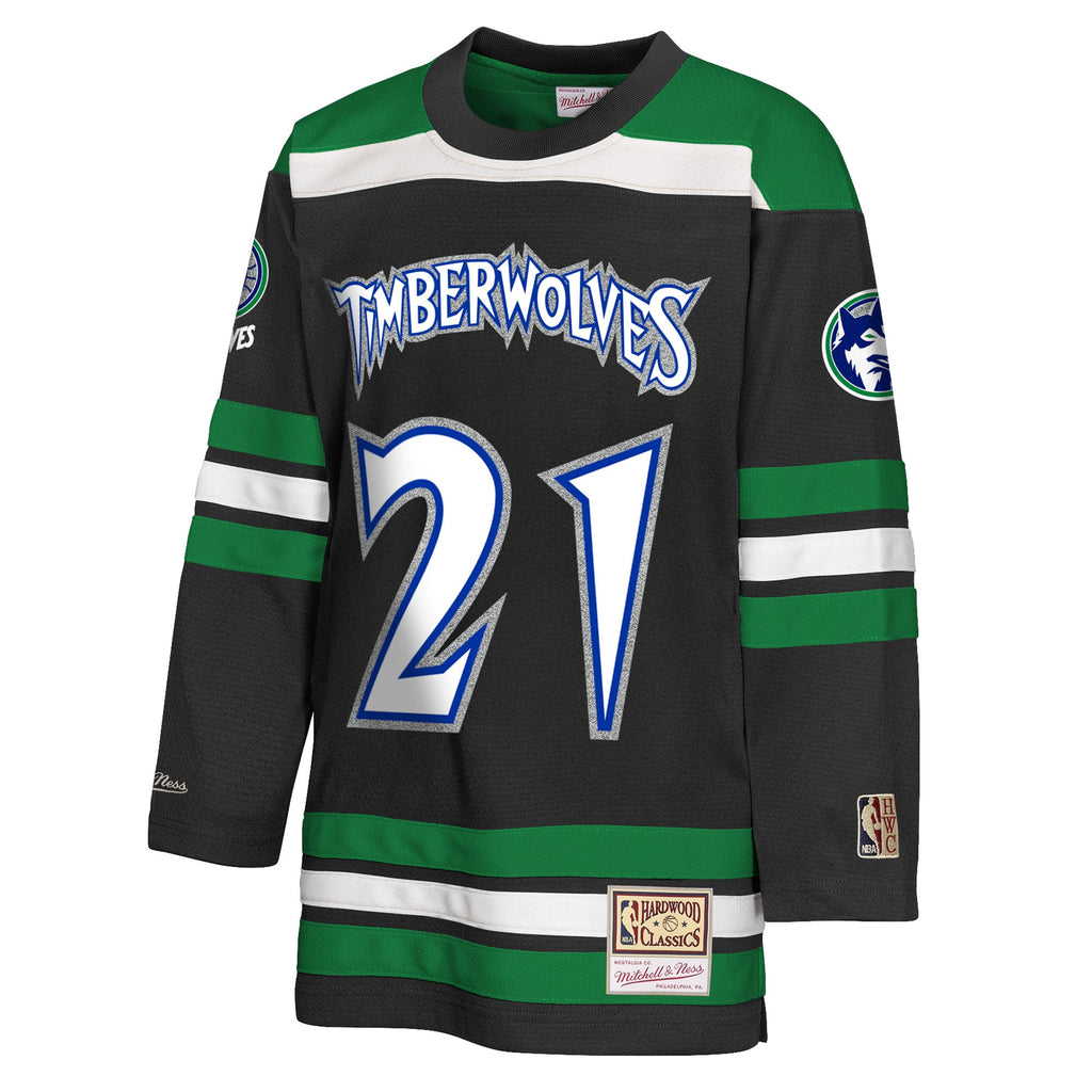 Youth Minnesota Timberwolves Kevin Garnett Mitchell & Ness Black Maxxed Out 2.0 Fashion Hockey Jersey