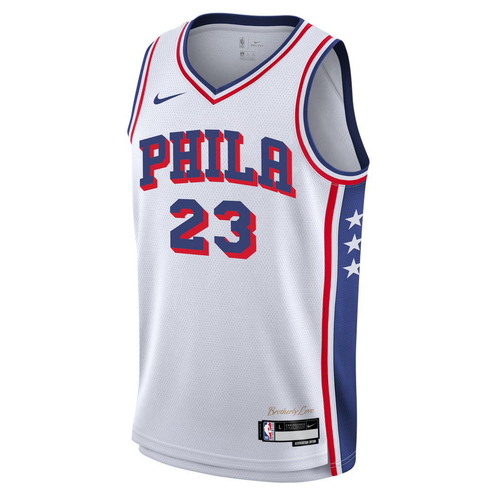 Youth Philadelphia 76ers LeBron James Nike White Swingman Jersey - Association Edition