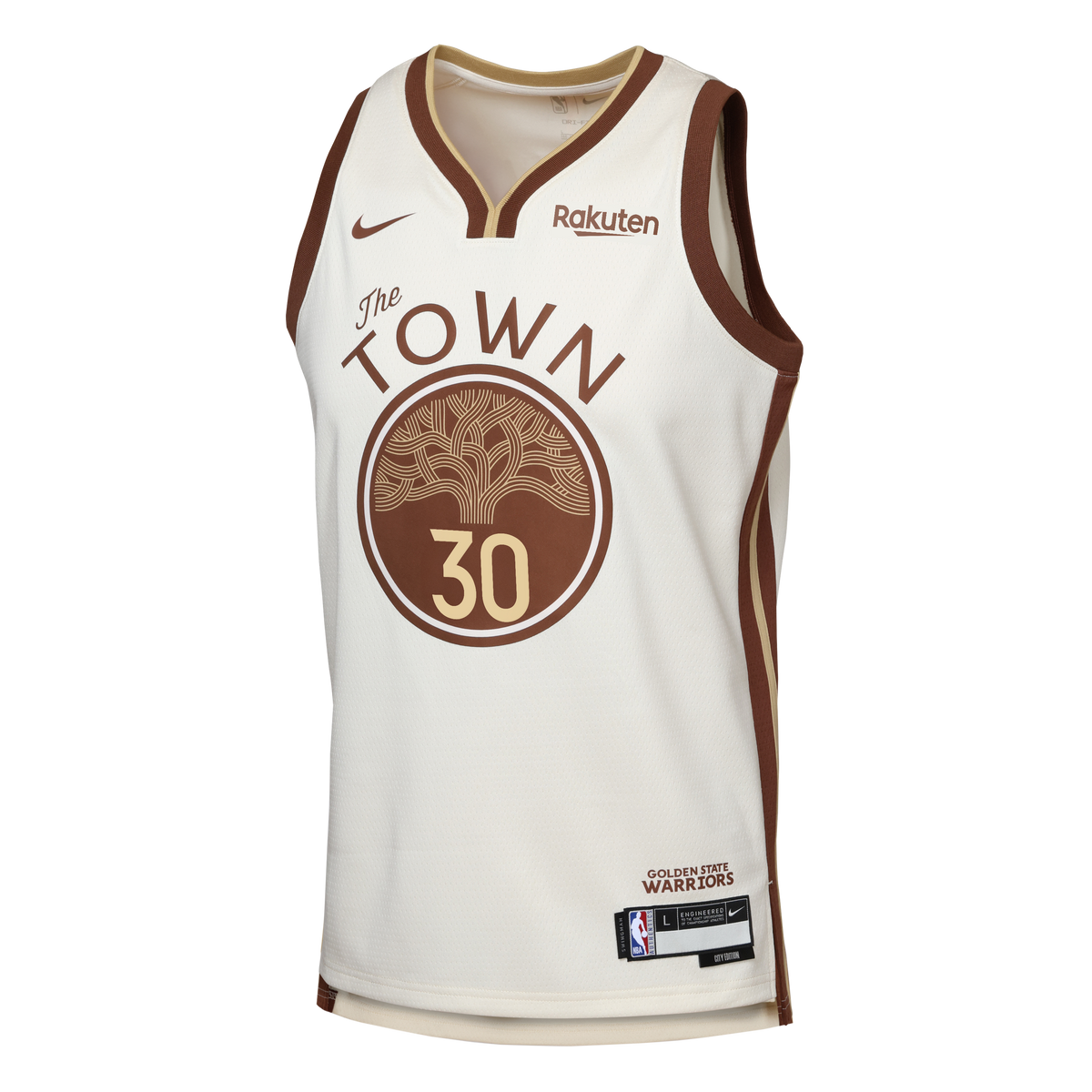 Youth Golden State Warriors Stephen Curry Nike Tan Swingman Finished Badge Player Jersey - City Edition