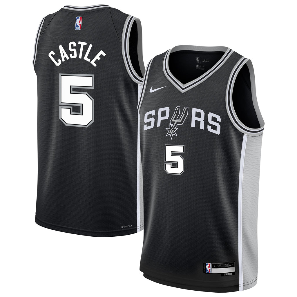 Youth San Antonio Spurs Stephon Castle Nike Black Swingman Jersey - Icon Edition